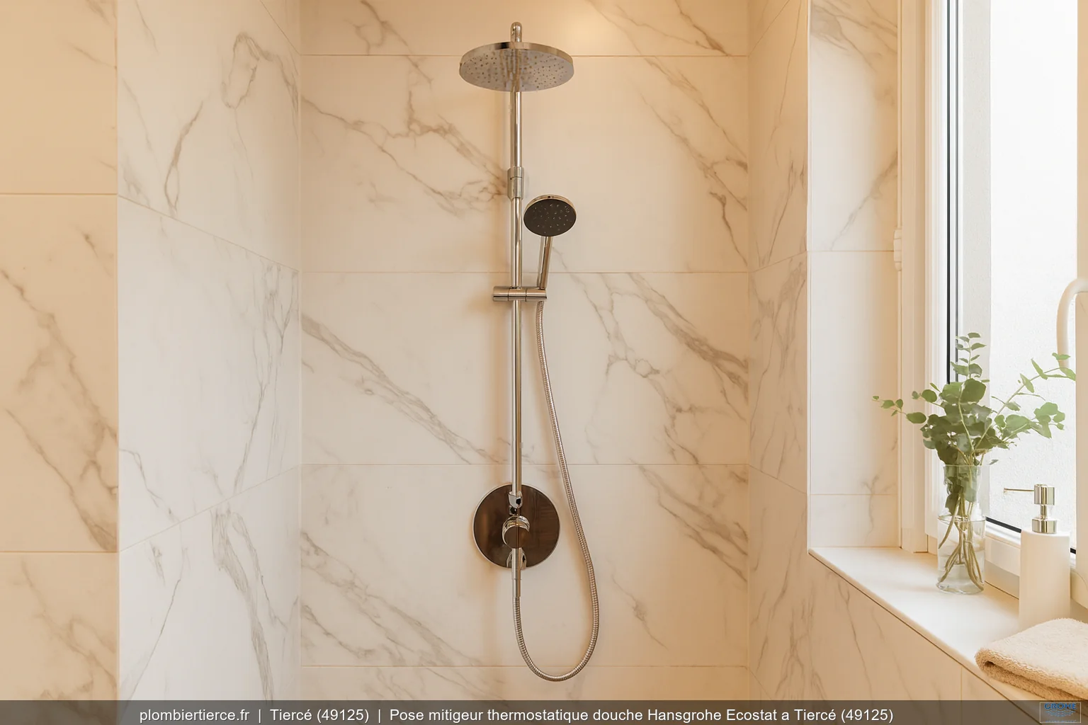 Pose mitigeur thermostatique douche Hansgrohe Ecostat a Tiercé (49125)